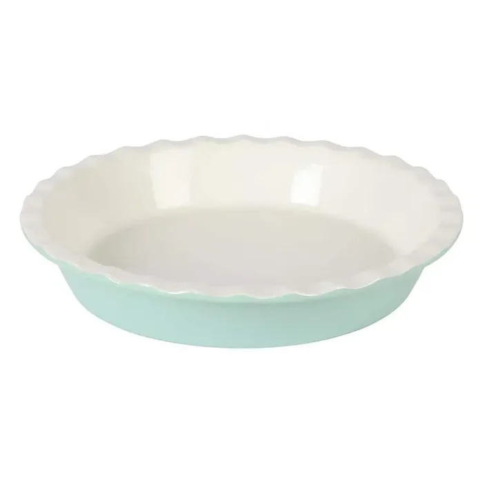 Vanowen 9 in. Round Scalloped Edge Stoneware Pie Pan in Blue