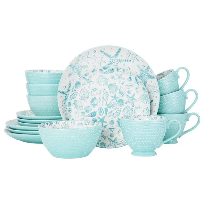 Venice 16-Piece Casual Aqua Stoneware Dinnerware Set (Set for 4)
