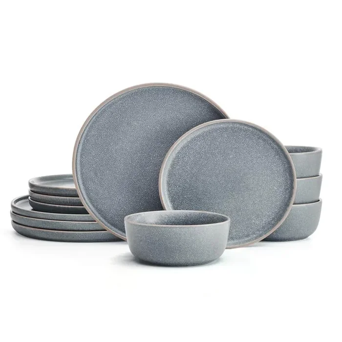 Victoria 12-pc Stoneware Dinnerware Set, Blue, Service for 4