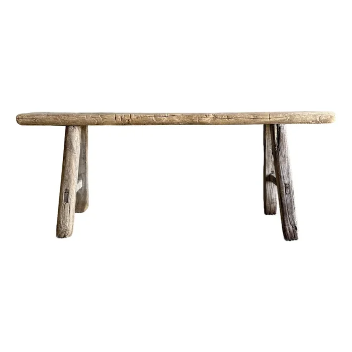 Vintage Elm Wood Skinny Bench