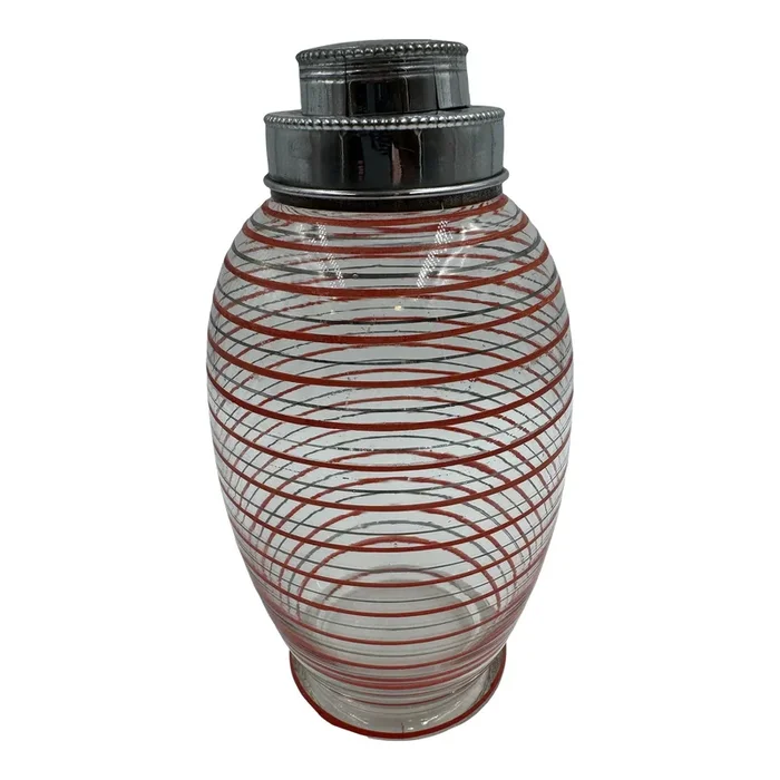 Vintage Red and Silver Cocktail Shaker