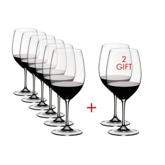 Vinum 21.52 fl. oz. Pay 6-Get 8-Cabernet/Merlot Red Wine Glasses (Set of 8)