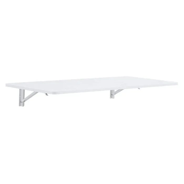 Wall Mounted Folding Table, Laundry Room Folding Table for Small Spaces, Workbench for Garage, Office, Kitchen in White