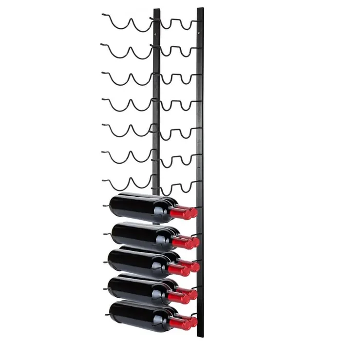 Wall Mounted Wine Rack 2 x 12-Bottles Wine Rack Black Steel Vertical Wine Rack Design Simple Storage Wall Rack