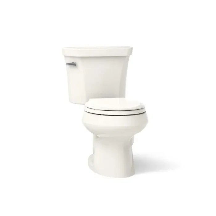 Wellworth 12 in. Rough In 2-Piece 1.28 GPF Single Flush Round Toilet in Biscuit Seat Not Included
