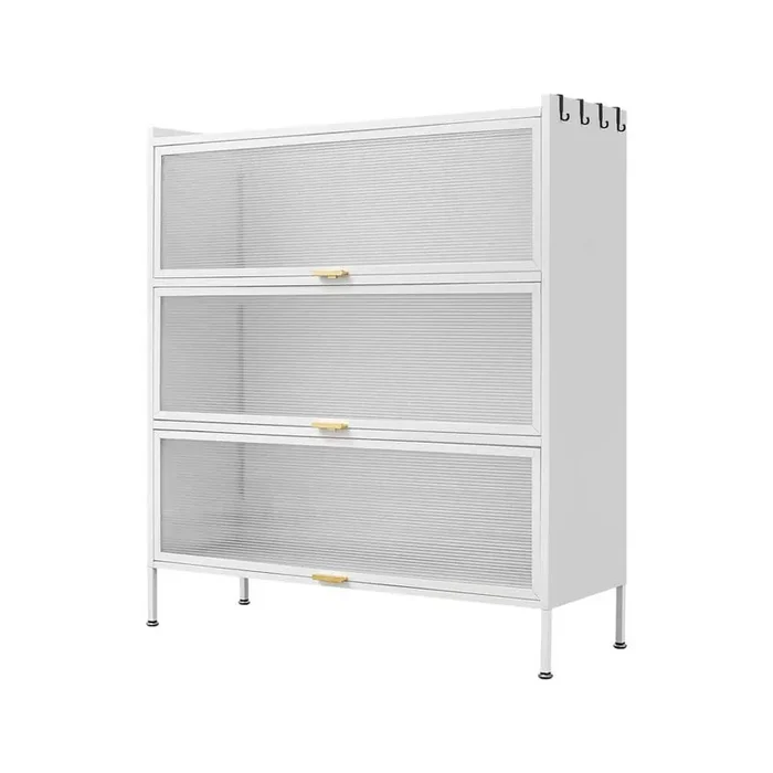 White 3-Shelf Metal Pantry Organizer, Storage Cabinet Baker Racks with Microwave Rack Storage Rack