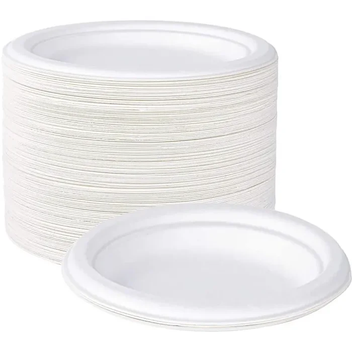 White Compostable 10 in. Heavy Duty Paper Plates 150-Pack Disposable Biodegradable Eco-friendly Sugarcane Bagasse Plates