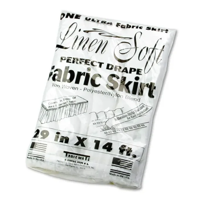 White Disposable Polyester Table Set Linen-Like Table Covers Skirting, 29 in. x 14 ft.
