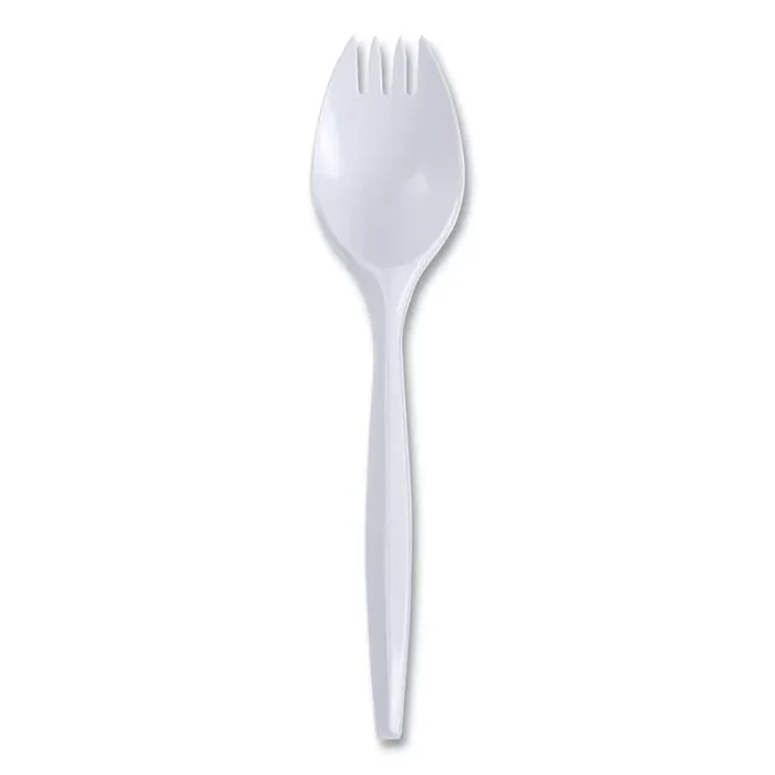 White Mediumweight Wrapped Disposable Polypropylene Sporks (1,000-Carton)