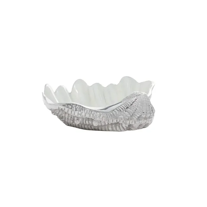 White Shell Shell Decorative Serving Bowl with Enamel Interior