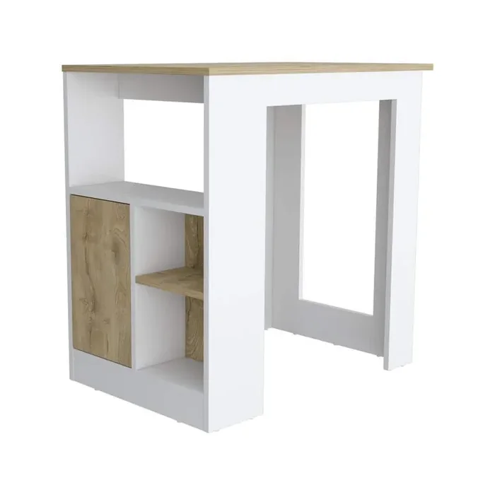 White Wood 36.2 in. Tabletop Kitchen Island with Cabinet and Shelves, Kitchen Cart with Storage