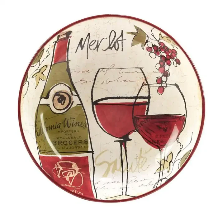 Wine Country 13 in. 128 fl.oz Assorted Colors Earthenware Serving Bowl
