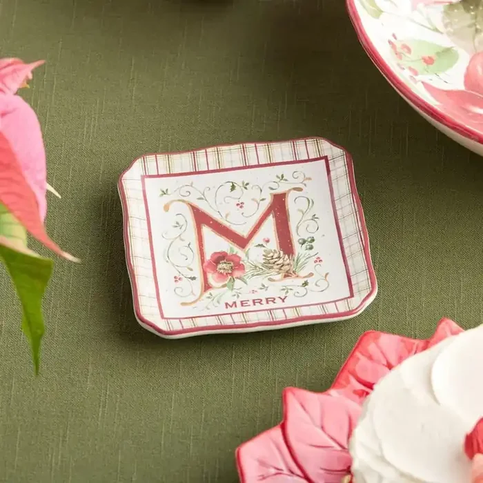 Winter Blooms Assorted Colors Ceramic 6 in. Canape Plates (Set of 4)