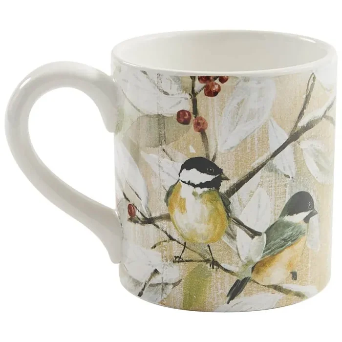 Winter Garden 16 oz. Beige Stone Mug – (Set of 4)