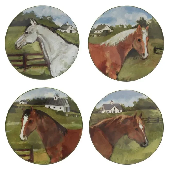 York Stables Multicolored Earthenware Salad Plate Set Of 4