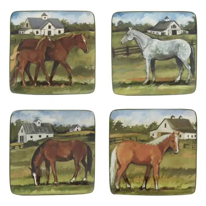 York Stables Mutlicolor Dinner Plate Set Of 4