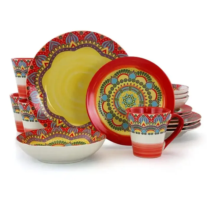 Zen 16-Piece Casual Red Stoneware Dinnerware Set (Service for 4)
