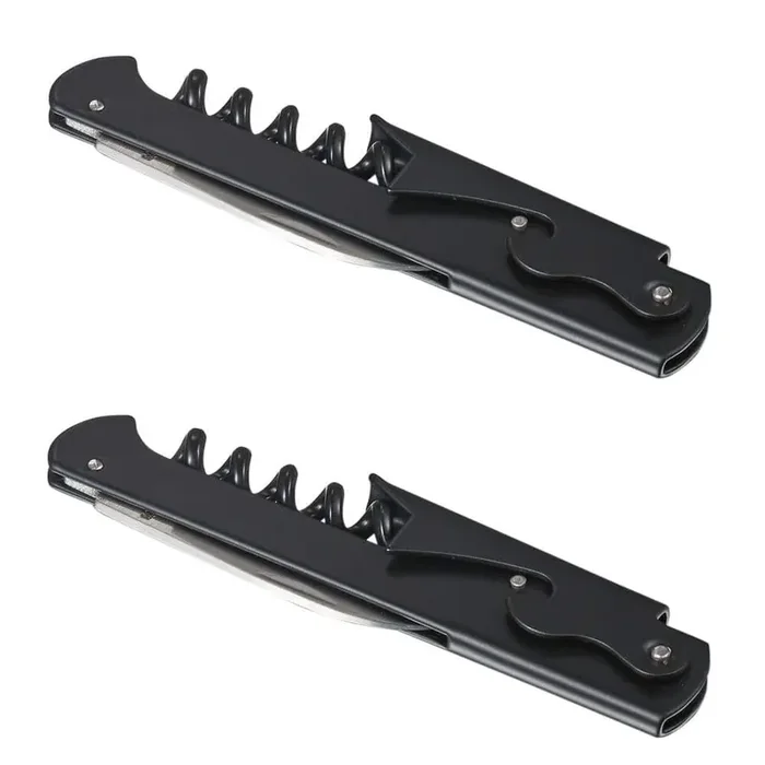 Zoro Matte Black Corkscrewer with Bottle Opener (Set of 2)